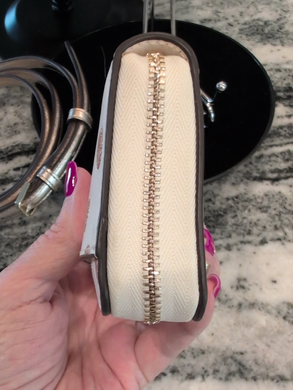 Kate Spade Metallic Gold Dome Satchel w/Gold Glitter Polkadot Wallet - Picture 12 of 13